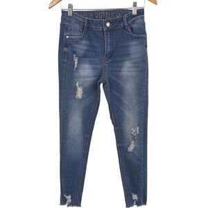 Blue Republic Womens Distressed Skinny Jeans Medium Wash Raw Hem Size 9 Junior